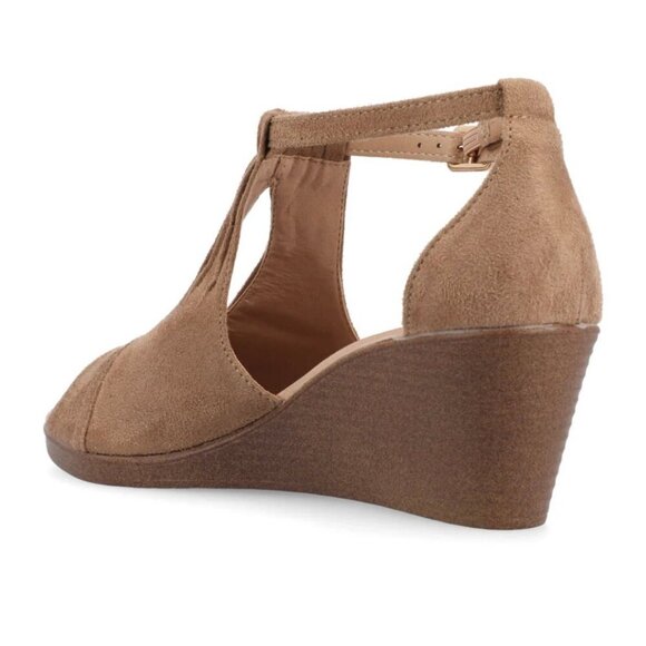 JOURNEE COLLECTION KEDZIE Women's Wedge Heels Ankle Strap Sandals Taupe Size 6 - Picture 3 of 9